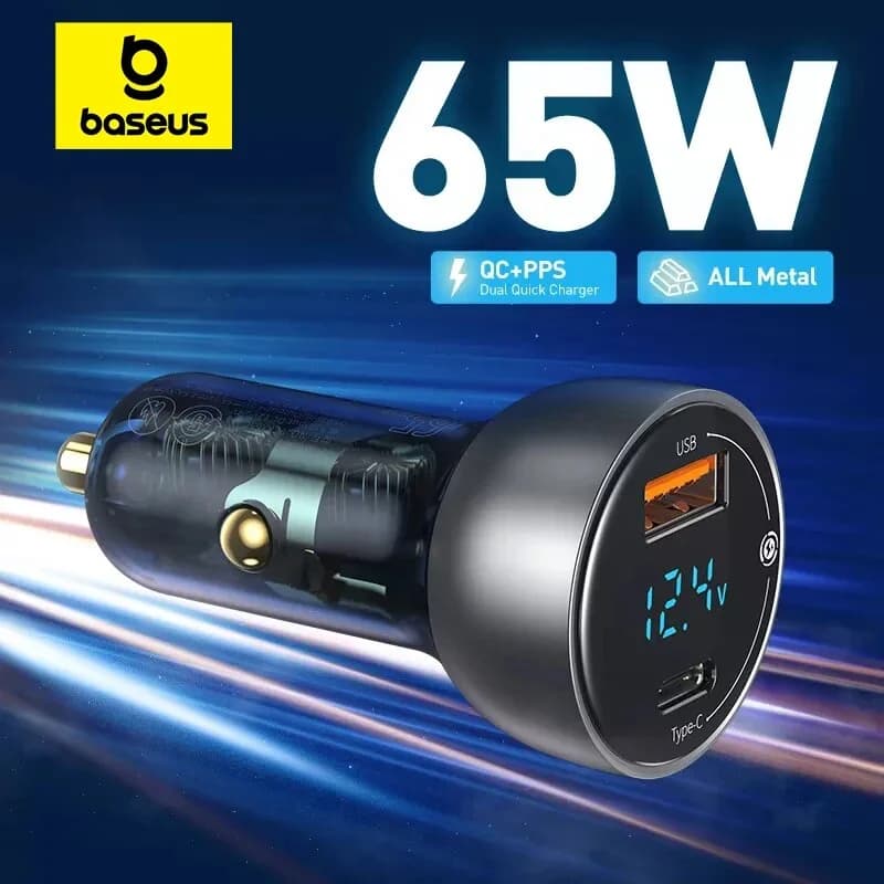 노트북용 65W PPS 듀얼 포트 USB-C 차량용 충전기