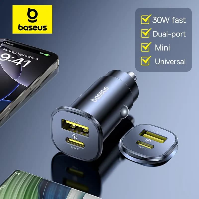 30W 듀얼 포트 USB-C 차량용 충전기